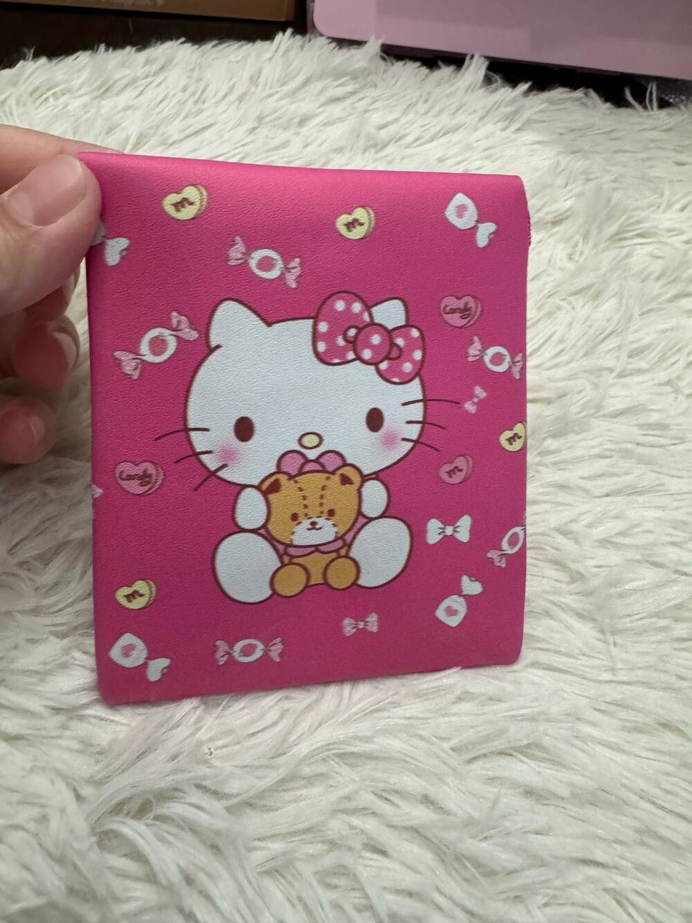 Hello Kitty pink crossbody pouch Hello Kitty holding a teddy bear